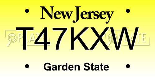 T47KXW New Jersey License Plate