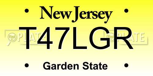 T47LGR New Jersey License Plate
