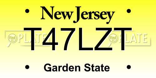 T47LZT New Jersey License Plate