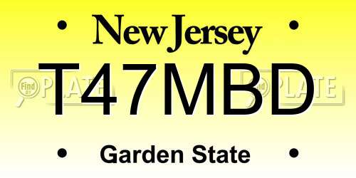 T47MBD New Jersey License Plate