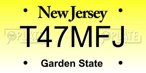 T47MFJ New Jersey License Plate