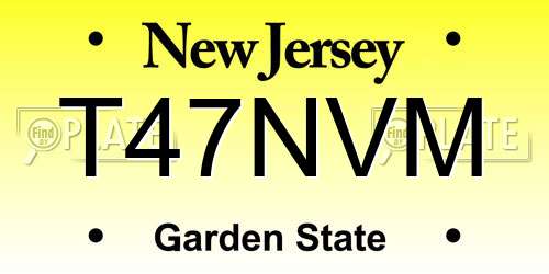 T47NVM New Jersey License Plate