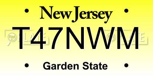 T47NWM New Jersey License Plate