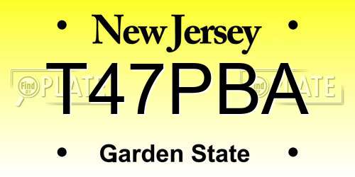 T47PBA New Jersey License Plate