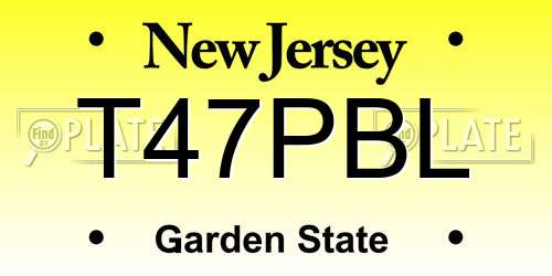 T47PBL New Jersey License Plate