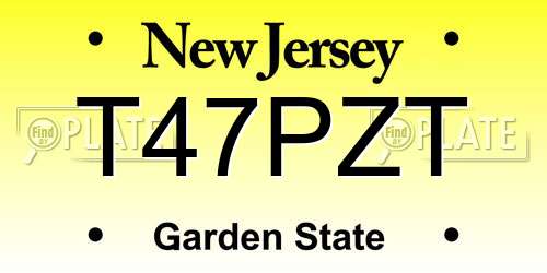 T47PZT New Jersey License Plate