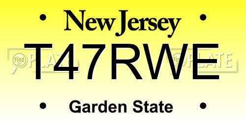 T47RWE New Jersey License Plate