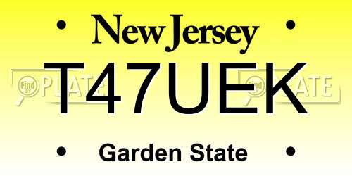 T47UEK New Jersey License Plate