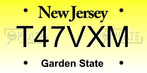 T47VXM New Jersey License Plate