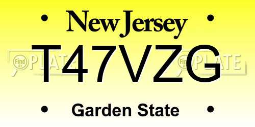T47VZG New Jersey License Plate