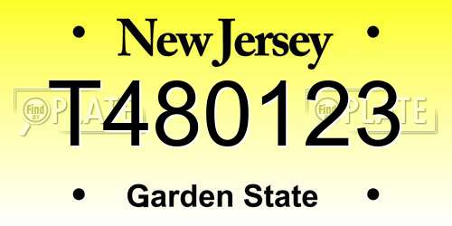 T480123 New Jersey License Plate