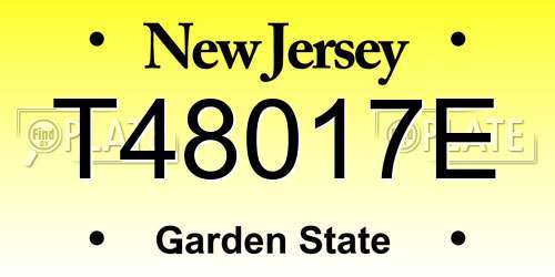 T48017E New Jersey License Plate