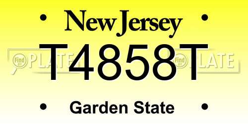 T4858T New Jersey License Plate