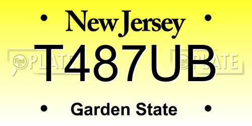 T487UB New Jersey License Plate