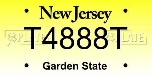 T4888T New Jersey License Plate