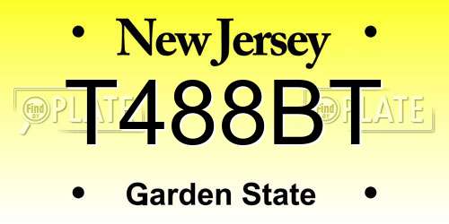 T488BT New Jersey License Plate