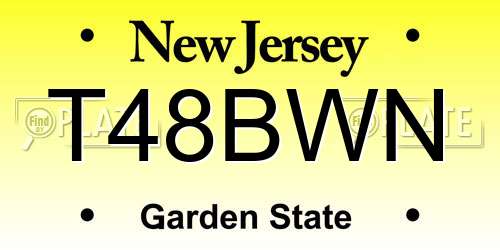 T48BWN New Jersey License Plate