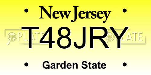 T48JRY New Jersey License Plate
