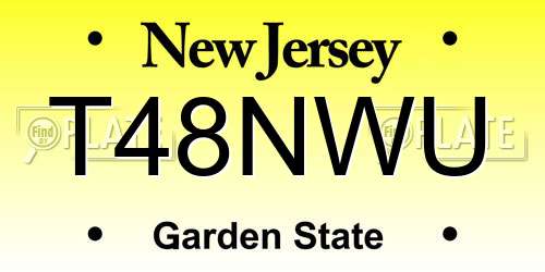 T48NWU New Jersey License Plate