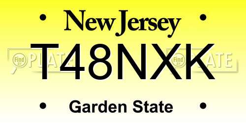 T48NXK New Jersey License Plate
