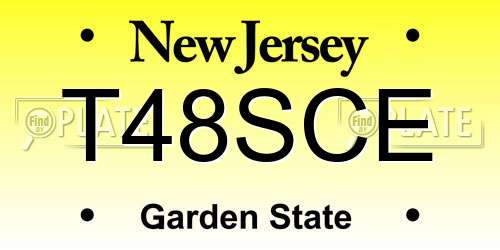 T48SCE New Jersey License Plate