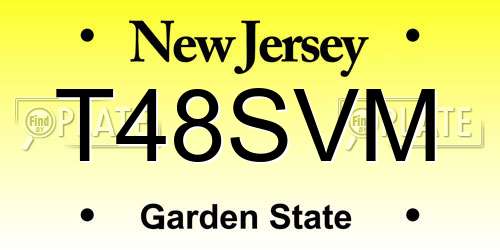 T48SVM New Jersey License Plate