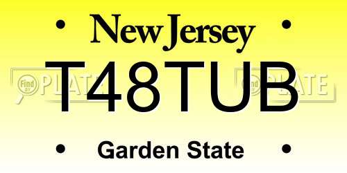 T48TUB New Jersey License Plate