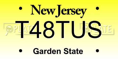 T48TUS New Jersey License Plate