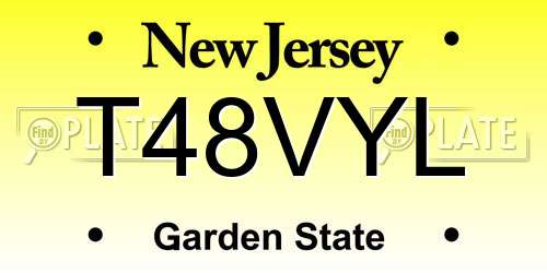 T48VYL New Jersey License Plate