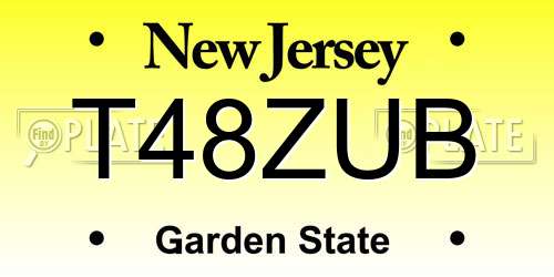 T48ZUB New Jersey License Plate