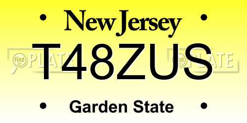 T48ZUS New Jersey License Plate