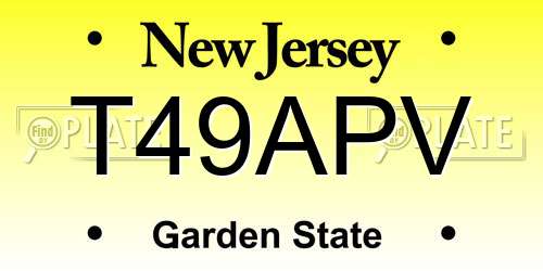 T49APV New Jersey License Plate