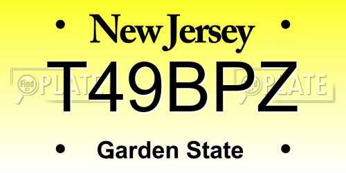 T49BPZ New Jersey License Plate