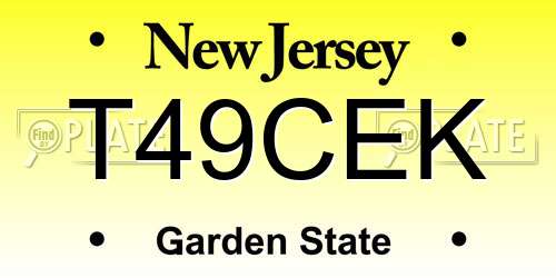 T49CEK New Jersey License Plate