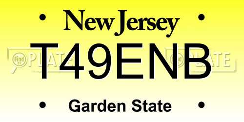 T49ENB New Jersey License Plate