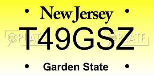 T49GSZ New Jersey License Plate