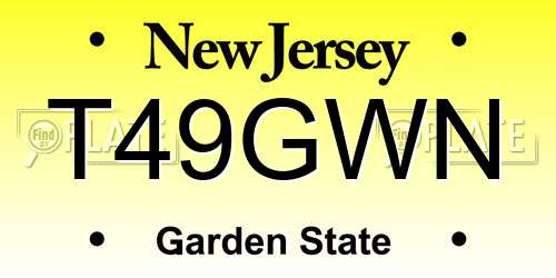 T49GWN New Jersey License Plate