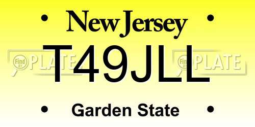 T49JLL New Jersey License Plate