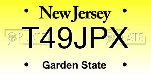 T49JPX New Jersey License Plate
