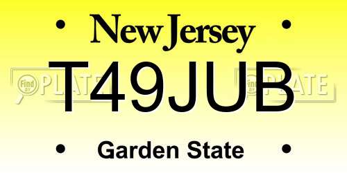 T49JUB New Jersey License Plate
