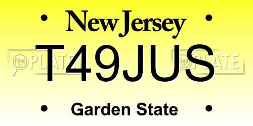 T49JUS New Jersey License Plate