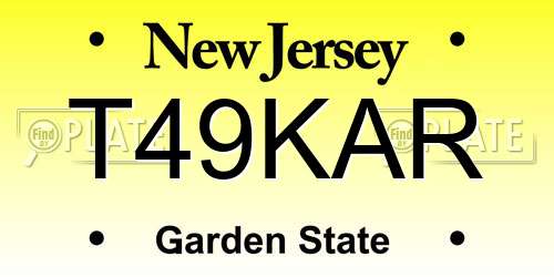 T49KAR New Jersey License Plate