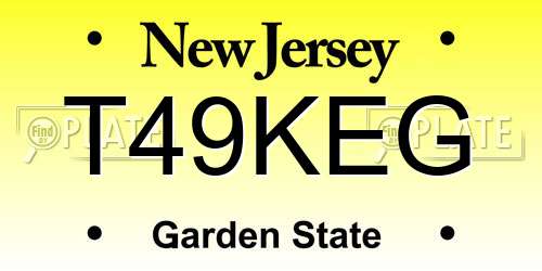 T49KEG New Jersey License Plate