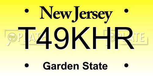 T49KHR New Jersey License Plate