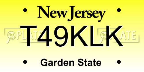 T49KLK New Jersey License Plate