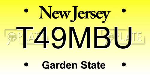 T49MBU New Jersey License Plate