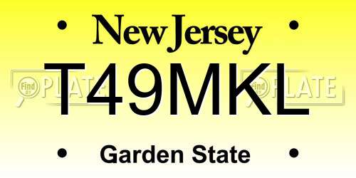 T49MKL New Jersey License Plate