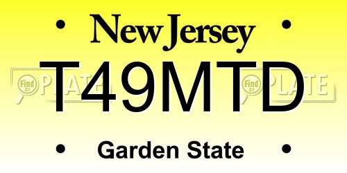 T49MTD New Jersey License Plate