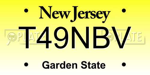 T49NBV New Jersey License Plate