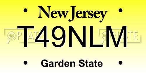 T49NLM New Jersey License Plate